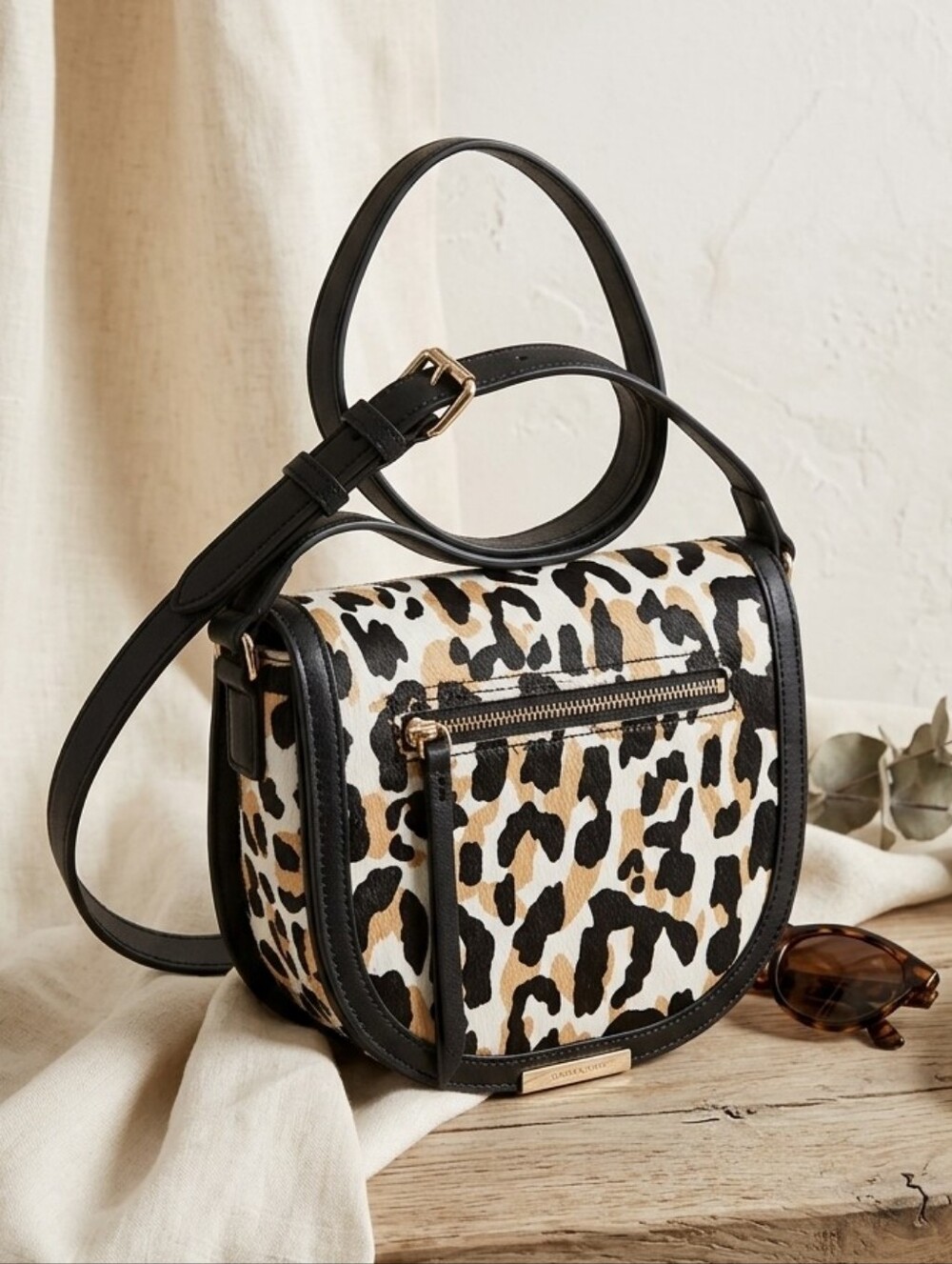 Nine West Animal Print Crossbody Neutral Bag with Adjustable Strap Purse